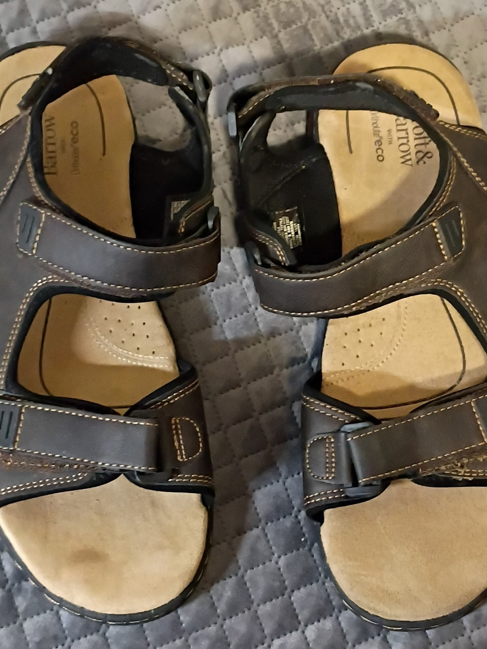 croft & barrow Men's Brown Leather Adjustable Strap Sandals